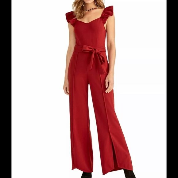 RACHEL Rachel Roy Iona Red Jumpsuit Medium - Picture 1 of 8